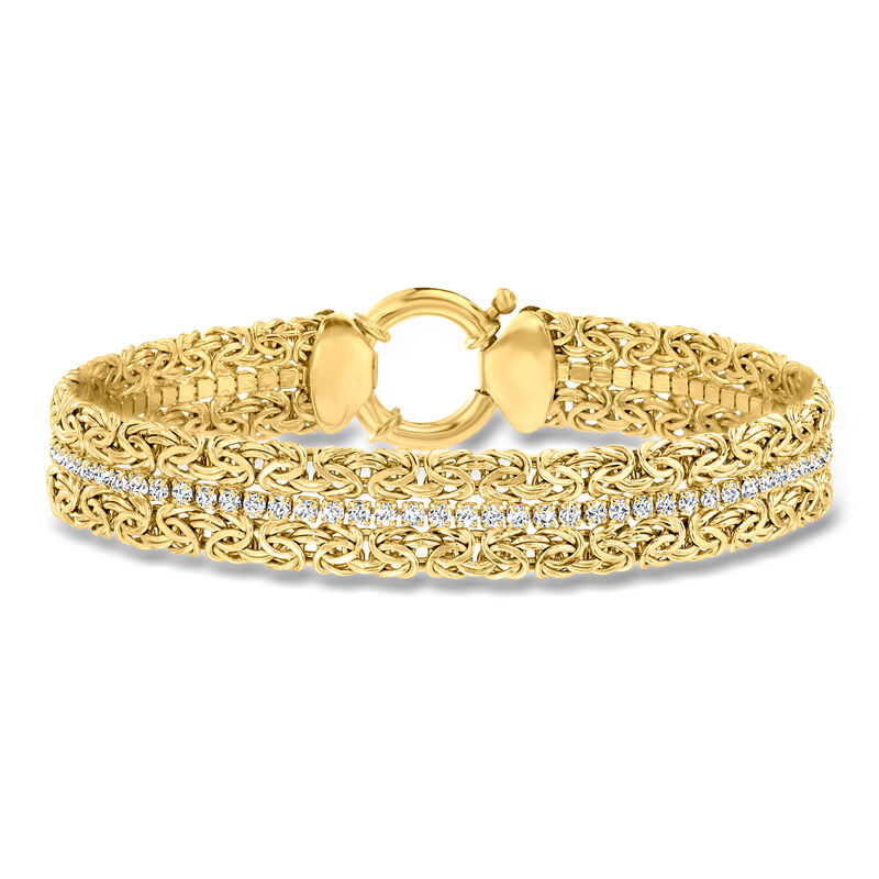 3.00 ct. t.w. CZ Byzantine Bracelet in 18kt Gold Over Sterling image number 0