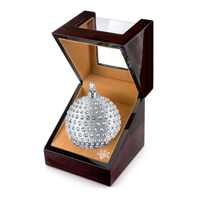 Crystamas Crystal White Rhodium-Plated Ball Ornament image number 1