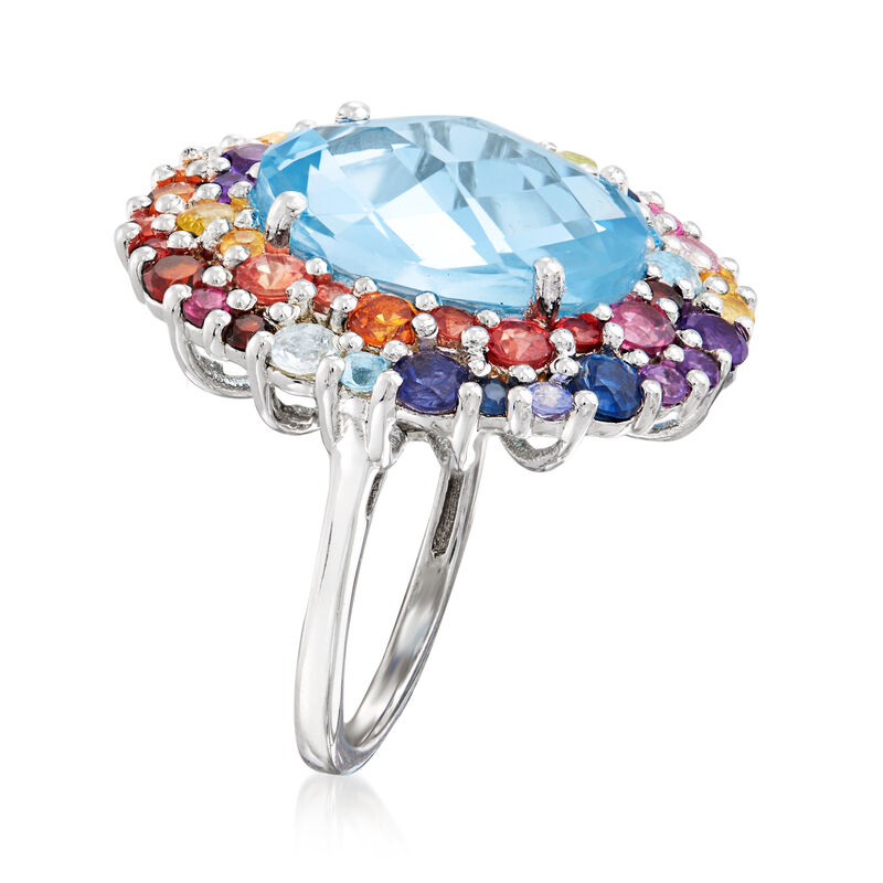 12.70 ct. t.w. Multi-Gemstone Halo Ring in Sterling Silver image number 2