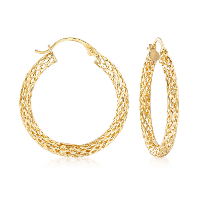 14kt Yellow Gold Mesh Hoop Earrings image number 0
