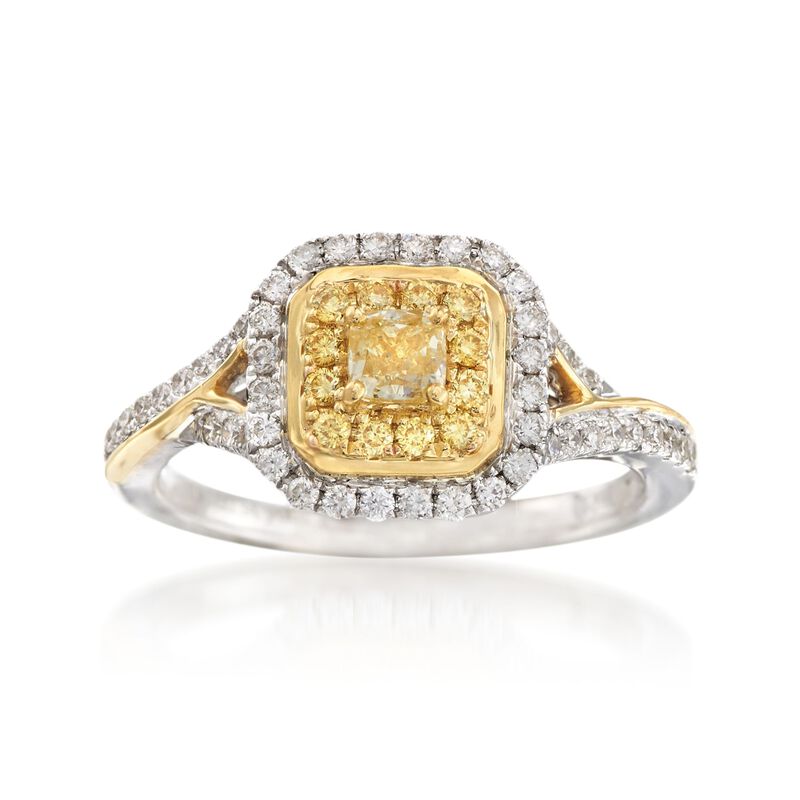 Gregg Ruth .68 ct. t.w. Yellow and White Diamond Ring in 18kt Two-Tone Gold. Size 7 image number 0