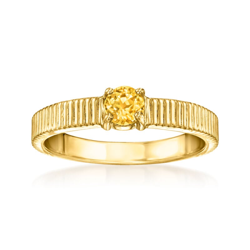 .20 Carat Citrine Ridged Ring in 18kt Gold Over Sterling. Size 8 image number 0