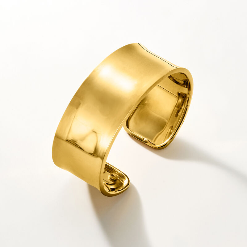 Italian 18kt Gold Over Sterling Polished Cuff Bracelet. 7" image number 3