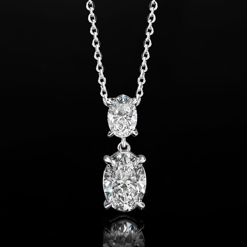 2.00 ct. t.w. Oval Lab-Grown Diamond Pendant Necklace in 14kt White Gold image number 2