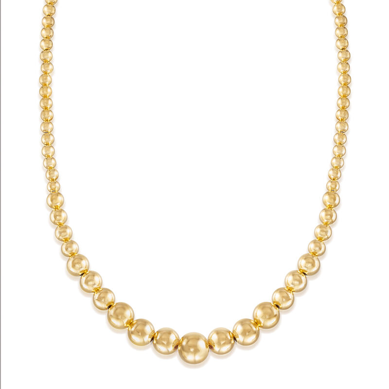 Italian 6-14mm 18kt Gold Over Sterling Silver Bead Graduated Necklace. 20&quot; image number 3
