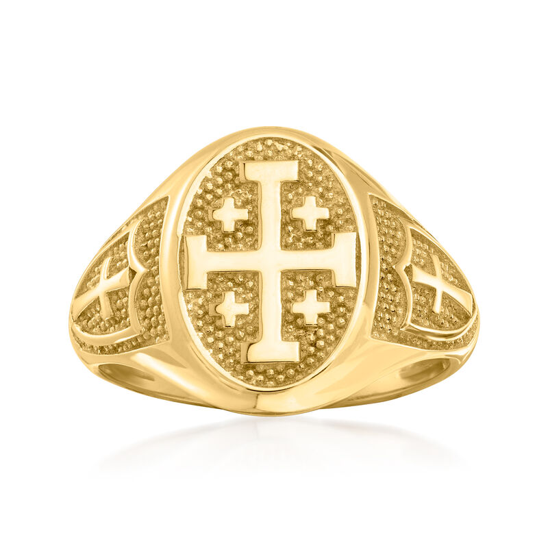 14kt Yellow Gold Multi-Cross Signet Ring image number 0