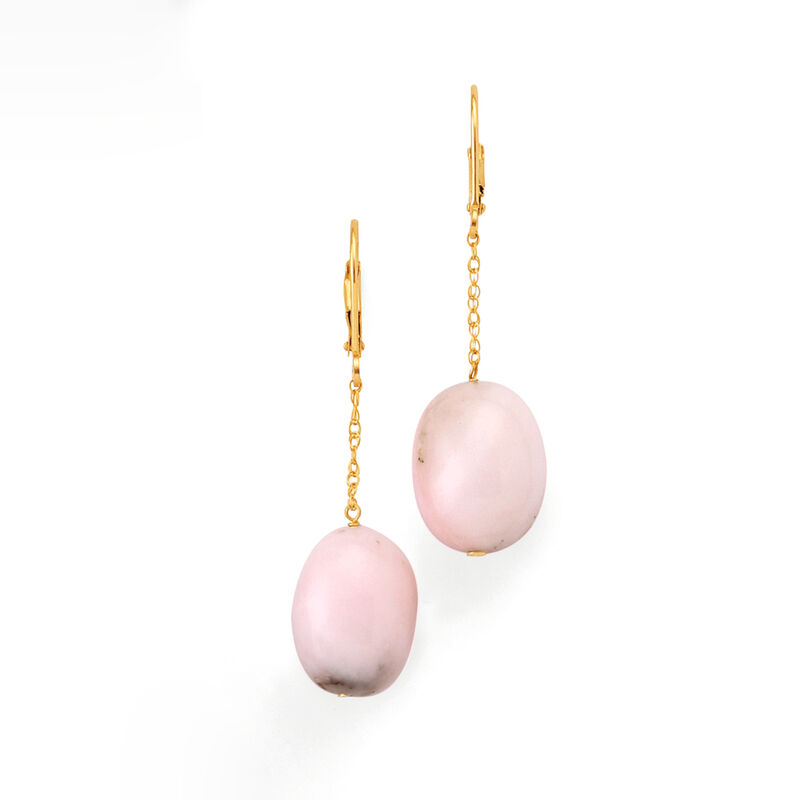 Pink Opal Drop Earrings in 14kt Yellow Gold image number 2