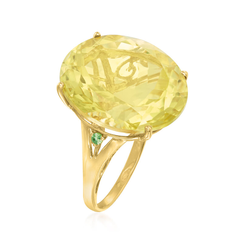 20.00 Carat Lemon Quartz Ring in 14kt Yellow Gold image number 2