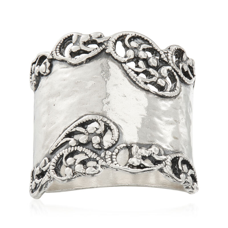 Sterling Silver Filigree-Edge Ring image number 0