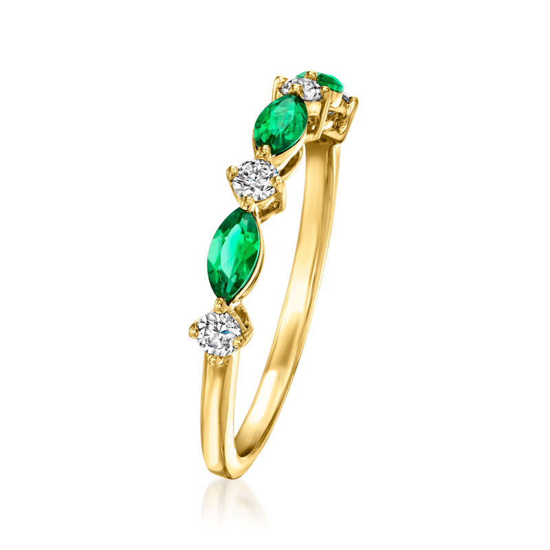 .30 ct. t.w. Lab-Grown Emerald and .20 ct. t.w. Lab-Grown Diamond Ring in 18kt Gold Vermeil image number 2