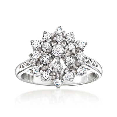 C. 1990 Vintage .60 ct. t.w. Diamond Cluster Ring in 14kt White Gold