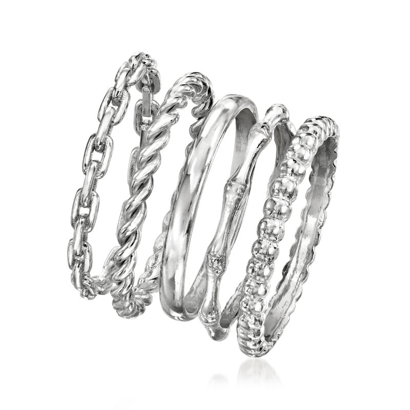 Sterling Silver Jewelry Set: Five Stackable Rings image number 2