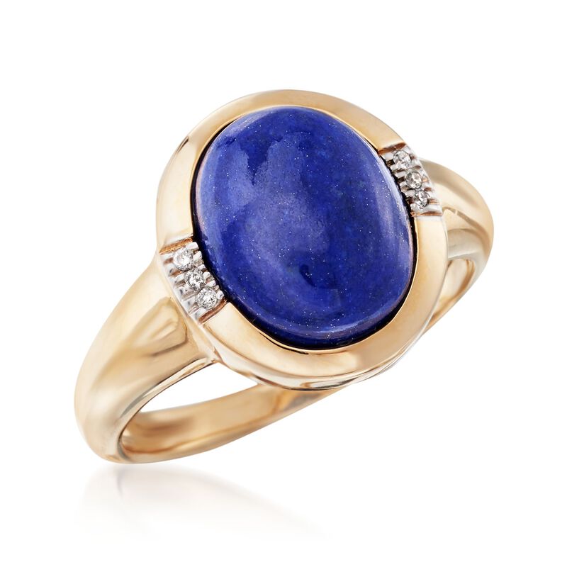 Lapis Ring with Diamond Accents in 14kt Yellow Gold image number 3