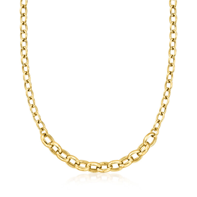 Italian 18kt Gold Over Sterling 7mm and 10mm Cable-Link Necklace image number 0