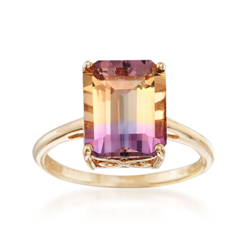 3.40 Carat Ametrine Solitaire Ring in 14kt Yellow Gold image number 0