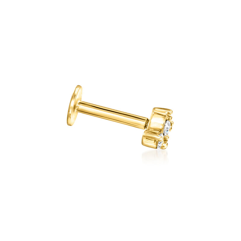 Lab-Grown Diamond Three-Stone Flat-Back Stud Earrings in 14kt Yellow Gold image number 2