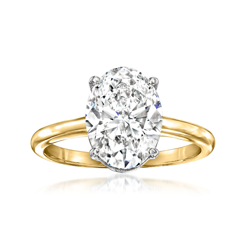 3.00 Carat Oval Lab-Grown Diamond Solitaire Ring in 14kt Yellow Gold image number 0