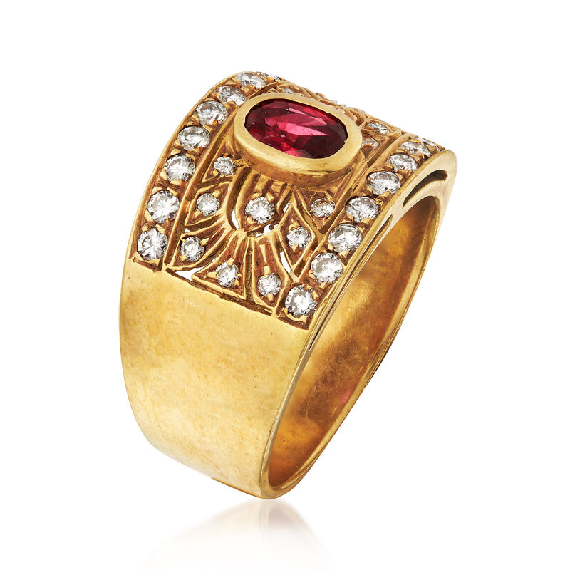 C. 1980 Vintage .50 Carat Ruby and .65 ct. t.w. Diamond Ring in 18kt Yellow Gold. Size 7.5 image number 2