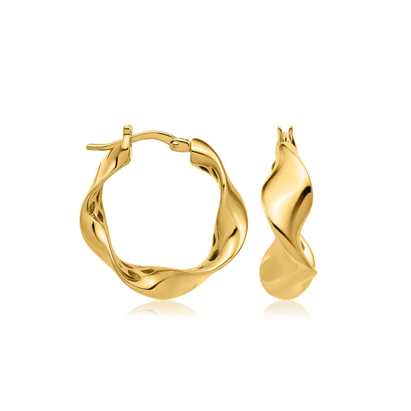 Italian 14kt Yellow Gold Twisted Hoop Earrings. 3/4" image number 0