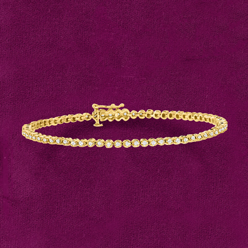 1.00 ct. t.w. Diamond Tennis Bracelet in 18kt Gold Over Sterling image number 2