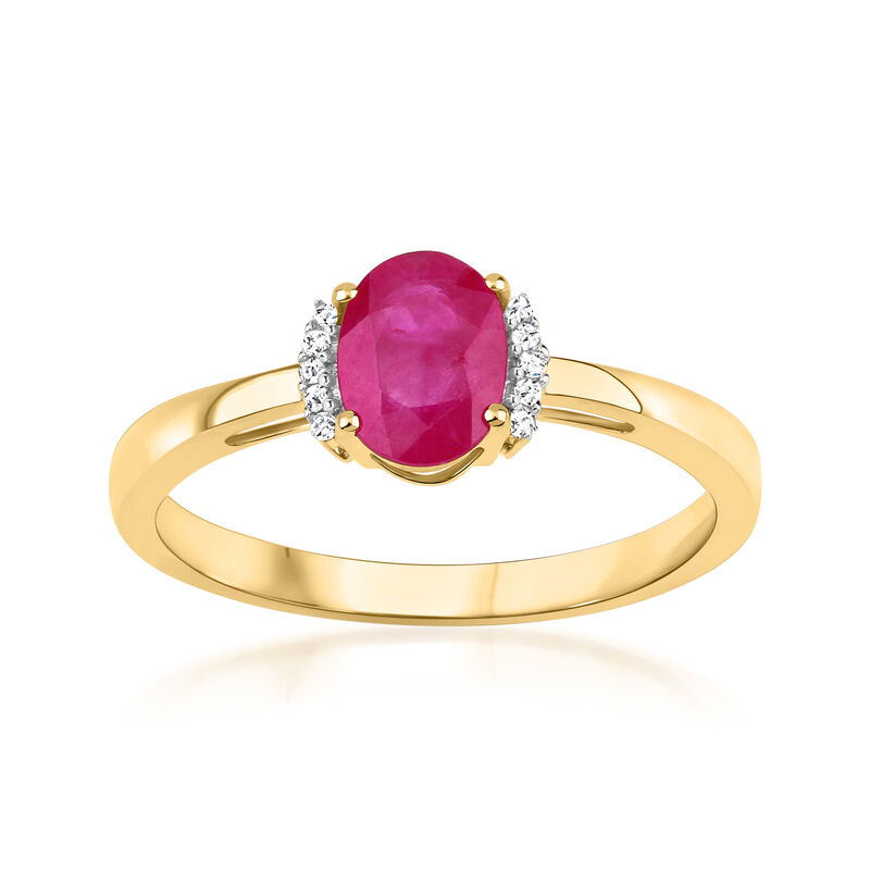.80 Carat Ruby Ring with Diamonds in 14kt Yellow Gold. Size 8 image number 0