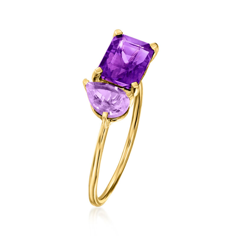 1.30 ct. t.w. Amethyst Toi et Moi Ring in 18kt Gold Over Sterling image number 2