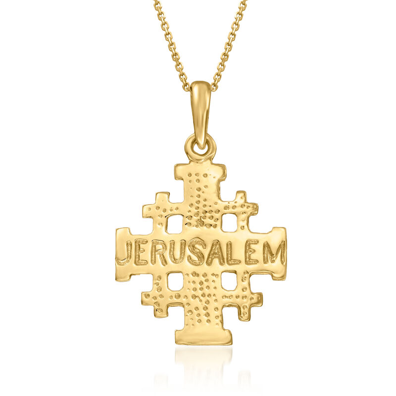 14kt Yellow Gold Jerusalem Cross Pendant Necklace image number 2