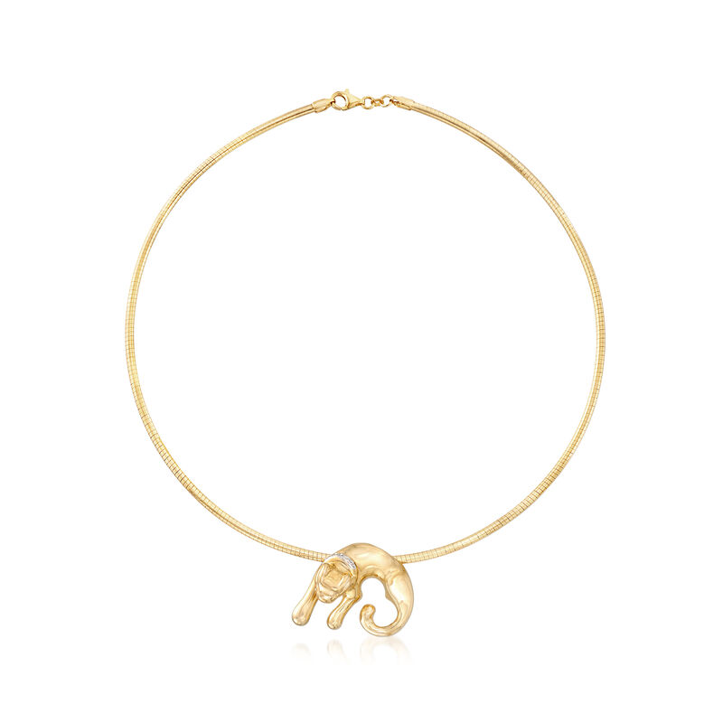 Leopard Slide Pendant Omega Necklace in 18kt Gold Over Sterling image number 0