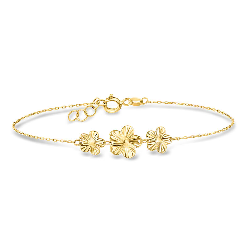 Italian 10kt Yellow Gold Flower Trio Bracelet image number 0