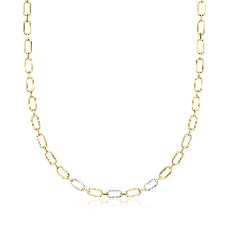 .26 ct. t.w. Diamond Paper Clip Link Necklace in 18kt Gold Over Sterling image number 0