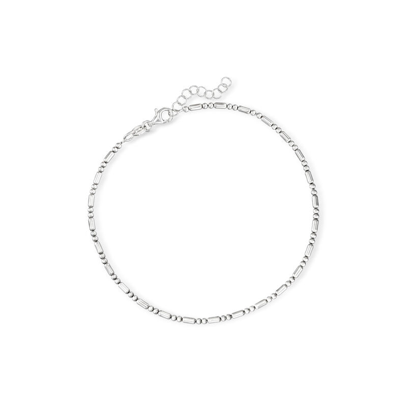 Italian Sterling Silver Bead-Chain Anklet image number 0