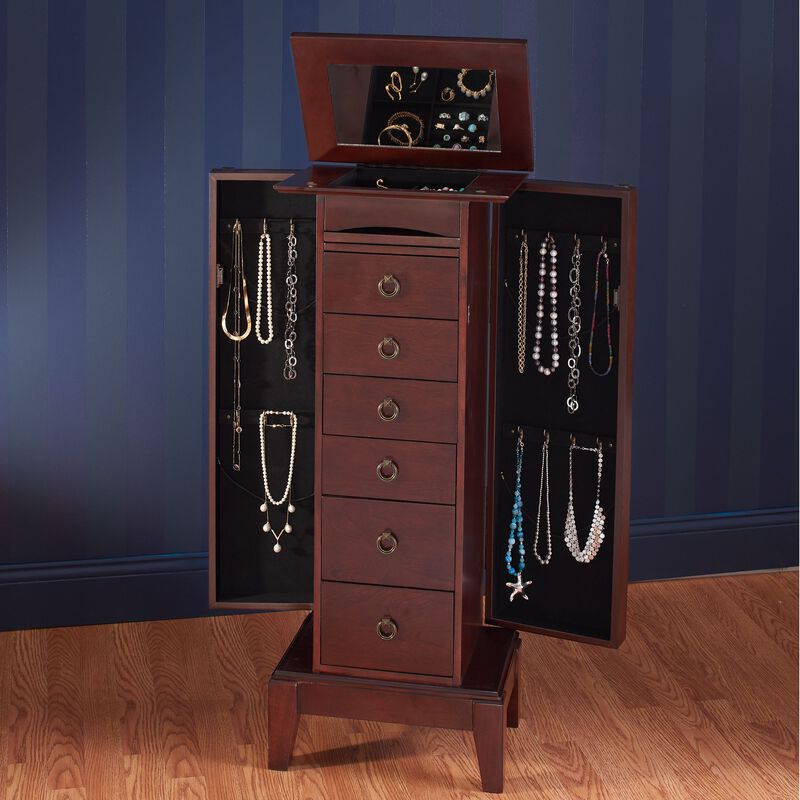 Espresso Elegant Tradition 6-Drawer Jewelry Armoire image number 1