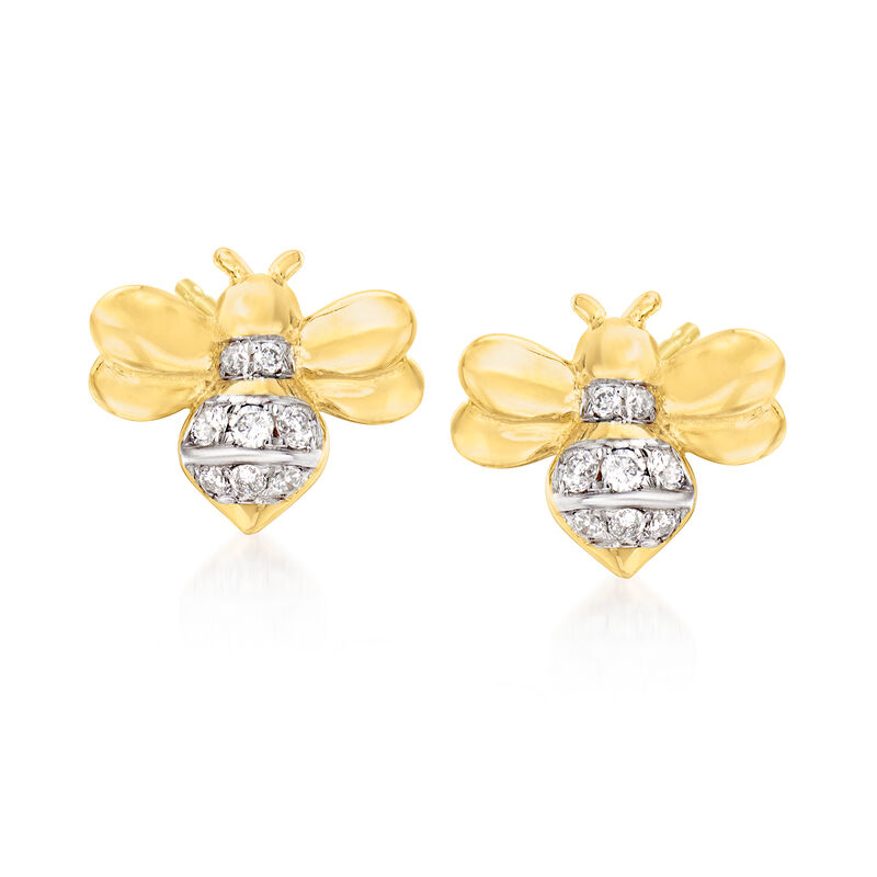 .10 ct. t.w. Diamond Bumblebee Stud Earrings in 18kt Gold Over Sterling image number 0