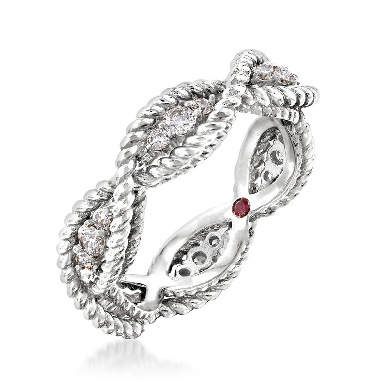 Roberto Coin &quot;Barocco&quot; .46 ct. t.w. Diamond Roped Ring in 18kt White Gold image number 2