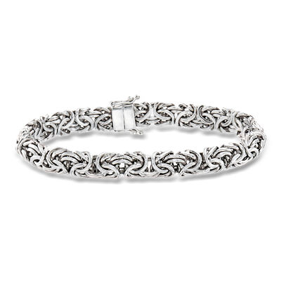 Sterling Silver Byzantine Bracelet with Magnetic Clasp