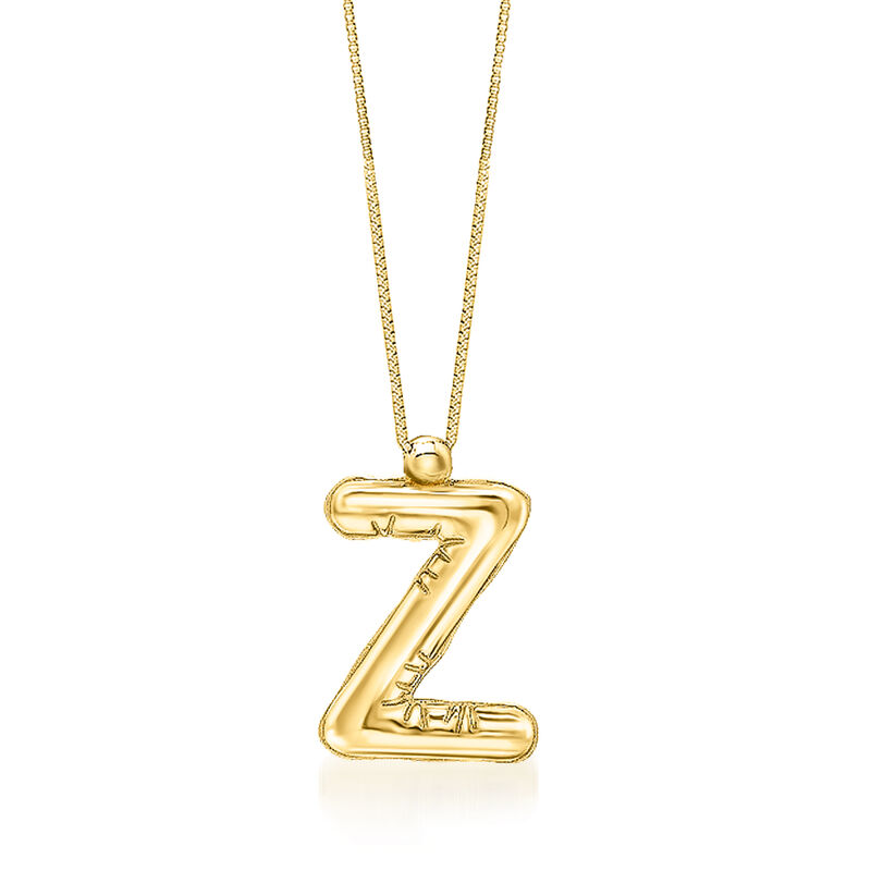 Italian 14kt Yellow Gold Bubble Initial Necklace image number 1