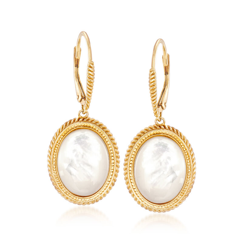21.4x4.7mm Mother-Of-Pearl Drop Earrings in 18kt Yellow Gold Over Sterling Silver image number 0