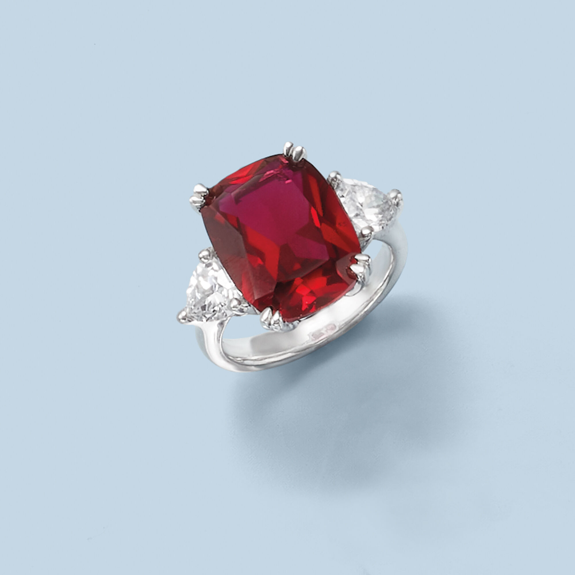 12.70 Carat Simulated Ruby and 1.75 ct. t.w. CZ Ring in