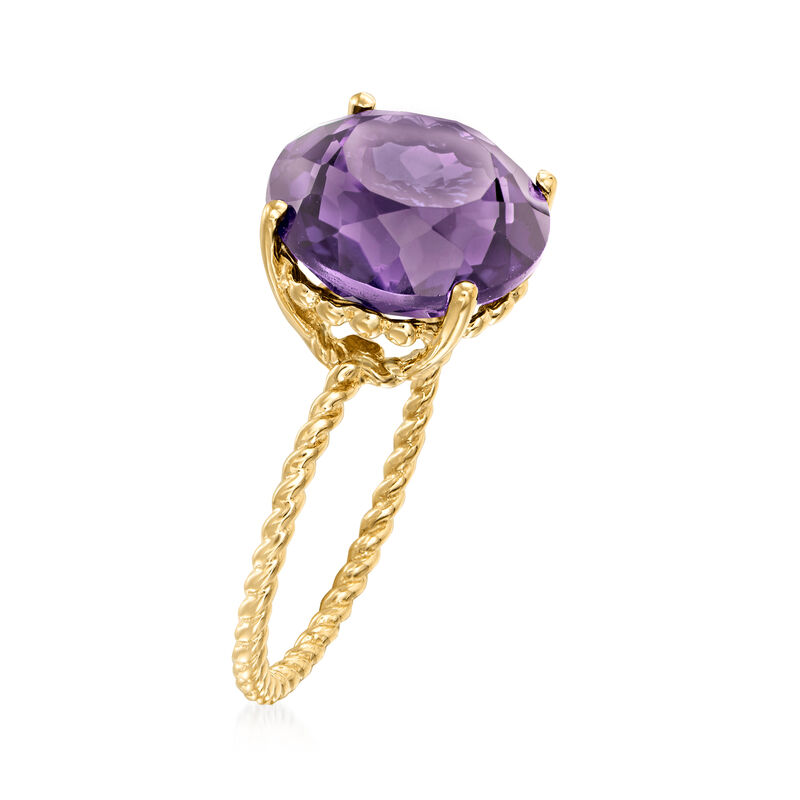 4.50 Carat Amethyst Rope Twist Ring in 14kt Yellow Gold image number 2