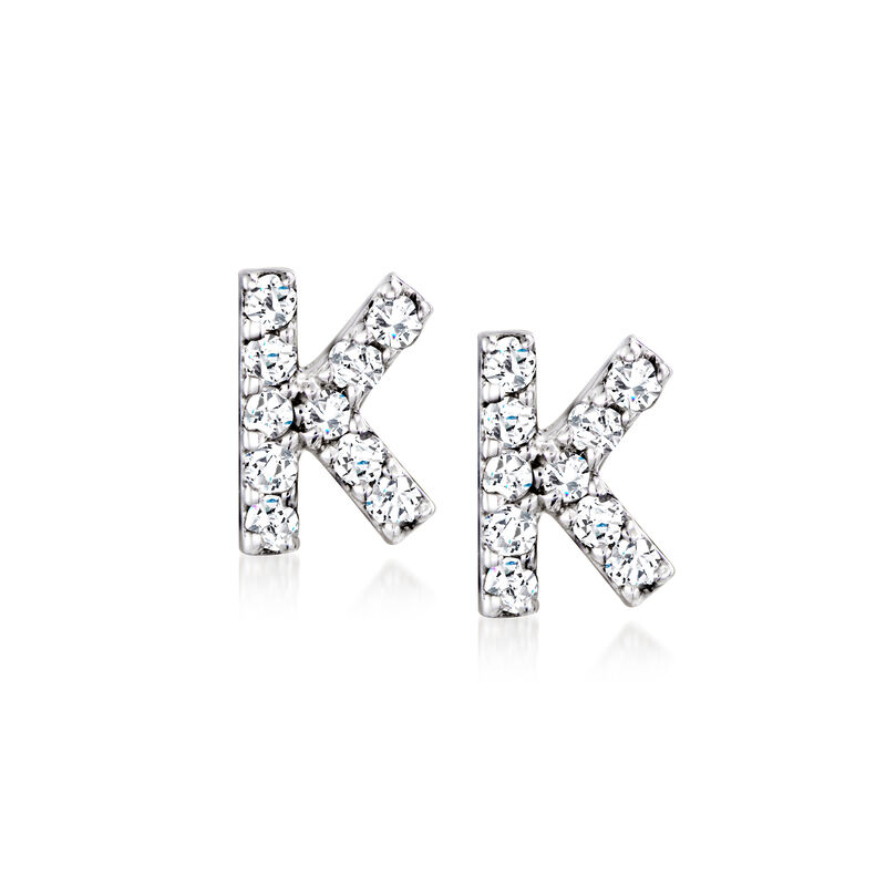 K - Diamond Initial Stud Earrings in Sterling Silver image number 0
