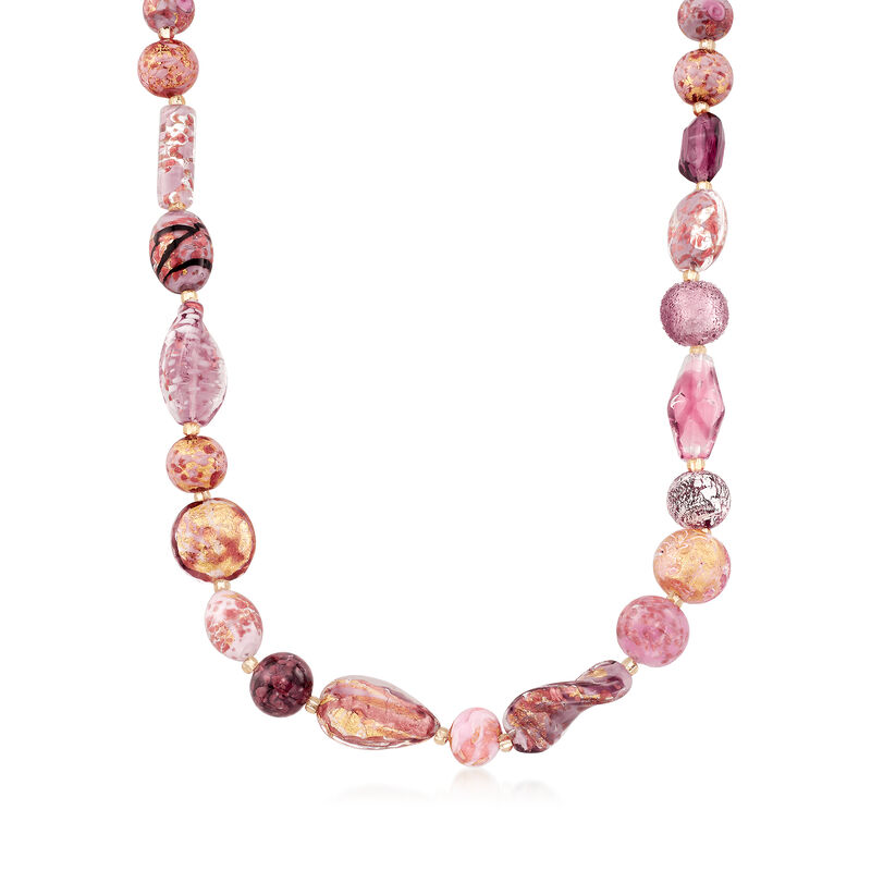 Italian Multicolored Murano Glass Bead Necklace in 18kt Gold Over Sterling image number 0