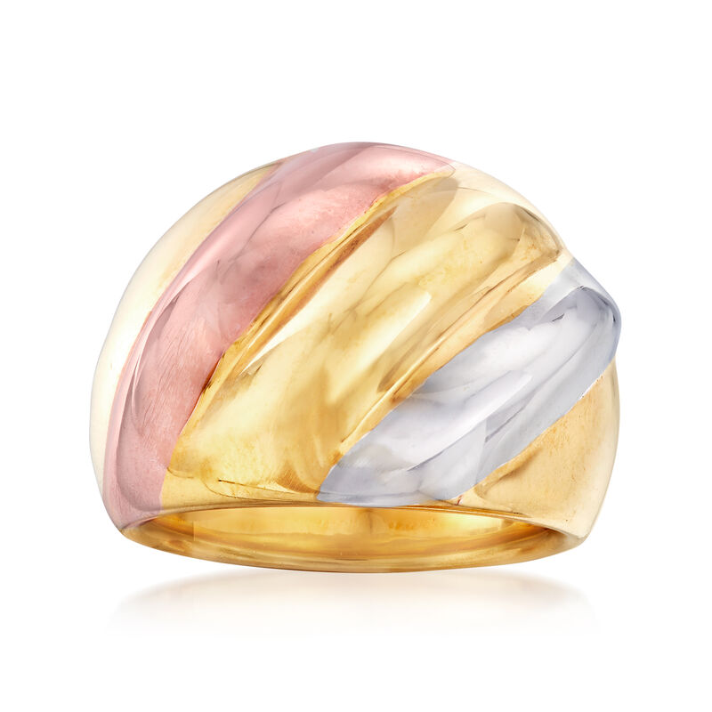 Italian Andiamo 14kt Tri-Colored Gold Over Resin Ring image number 0