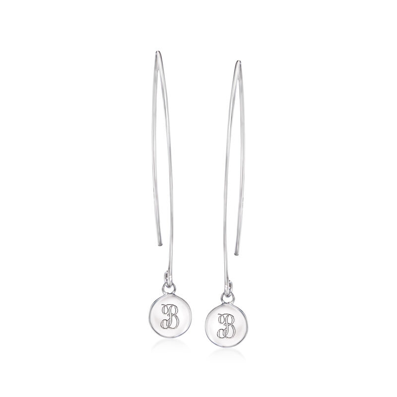 Sterling Silver Personalized Disc Drop Earrings image number 0