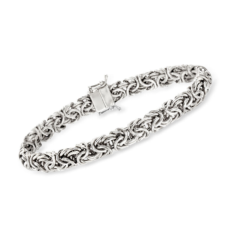 Sterling Silver Small Byzantine Bracelet with Magnetic Clasp image number 0