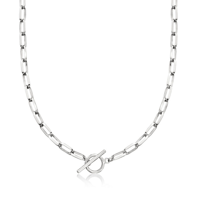 Sterling Silver Paper Clip Link Toggle Necklace image number 0