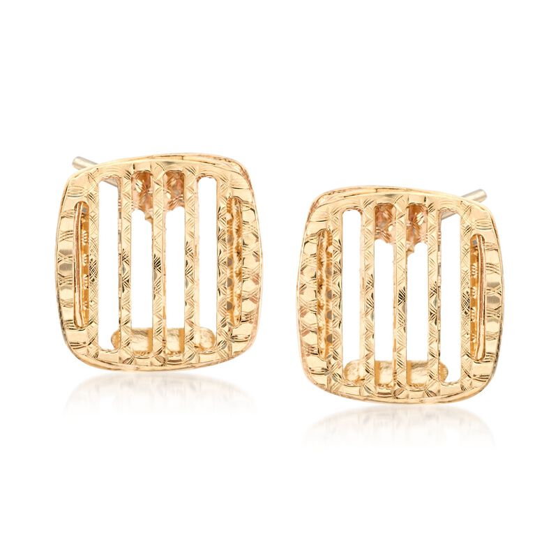 Italian 14kt Yellow Gold Open-Stripe Square Earrings image number 0
