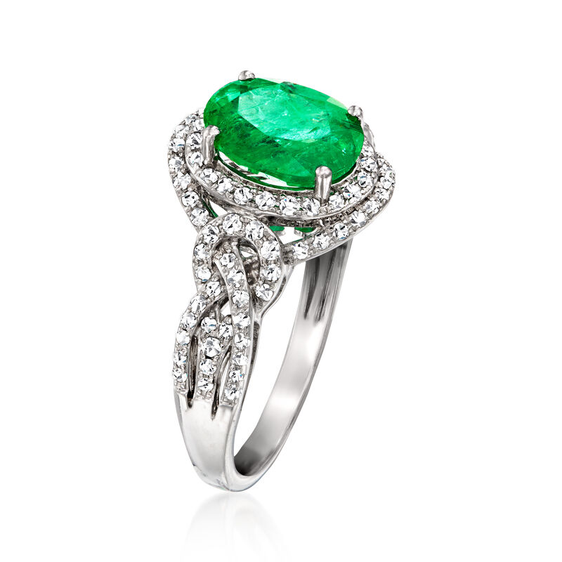 C. 1990 Vintage Effy 1.75 Carat Emerald Ring with .70 ct. t.w. Diamonds in 14kt White Gold. Size 7 image number 2
