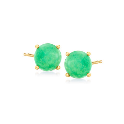 Jade Stud Earrings in 18kt Gold Over Sterling