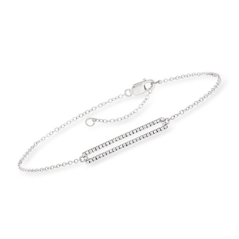 .15 ct. t.w. Diamond Open-Space Bar Bracelet in Sterling Silver. 7&quot; image number 0