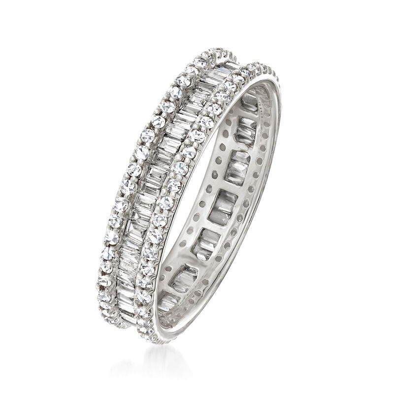 1.00 ct. t.w. Baguette and Round Diamond Eternity Ring in 14kt White Gold image number 2